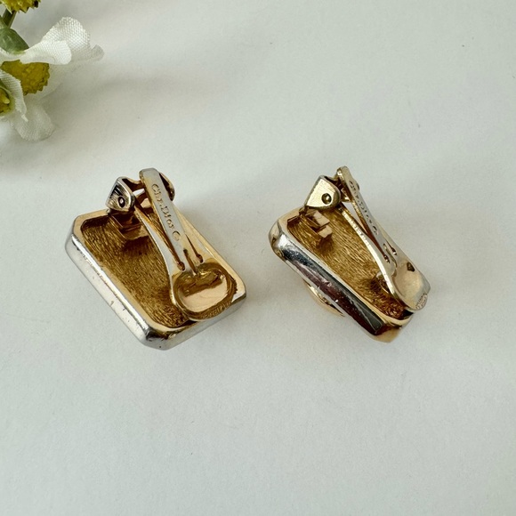 Vintage Christian Dior Signed Earrings Crystal Faux Pearl Gold Tone Clip On. - Picture 8 of 8